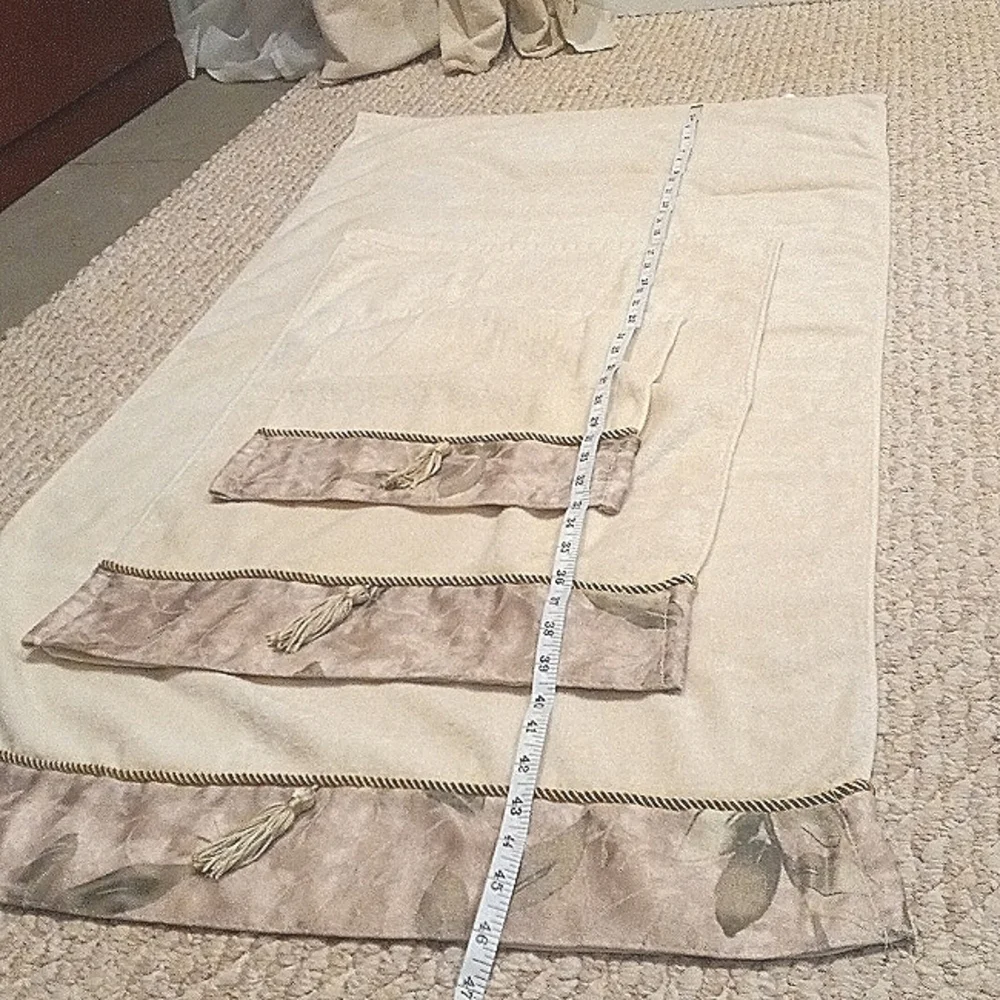 Decorative Set of 3 towels tasseled trim soft and luxurious feel Botanical Bath